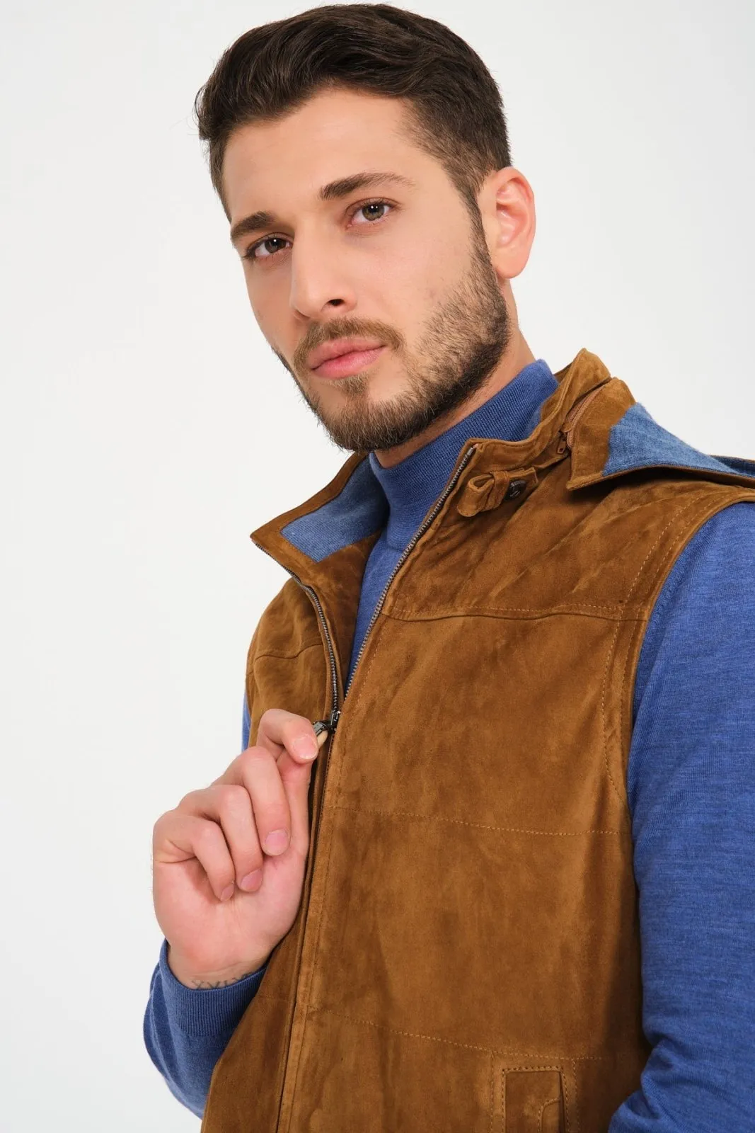 Camel Suede Leather Vest