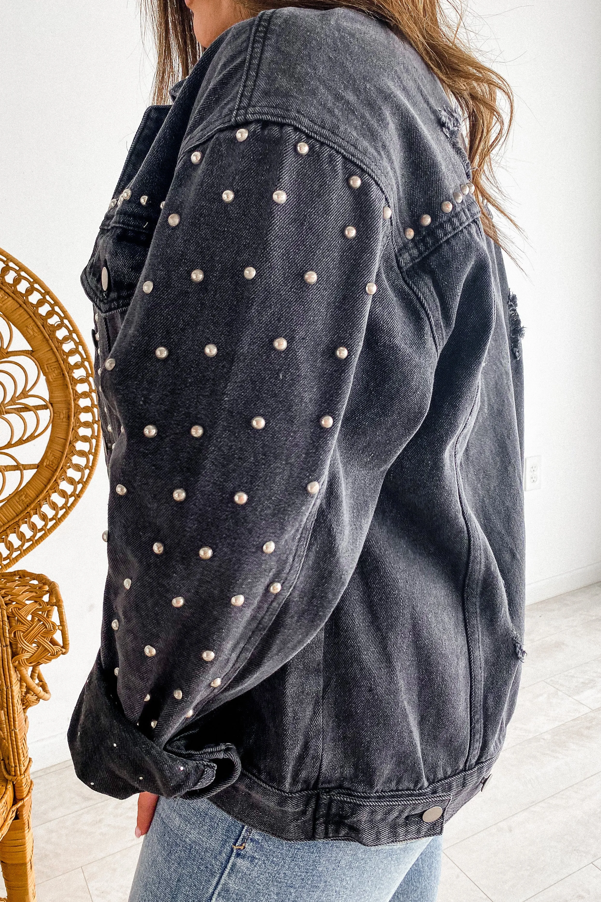 Killin' It Black Studded Denim Jacket