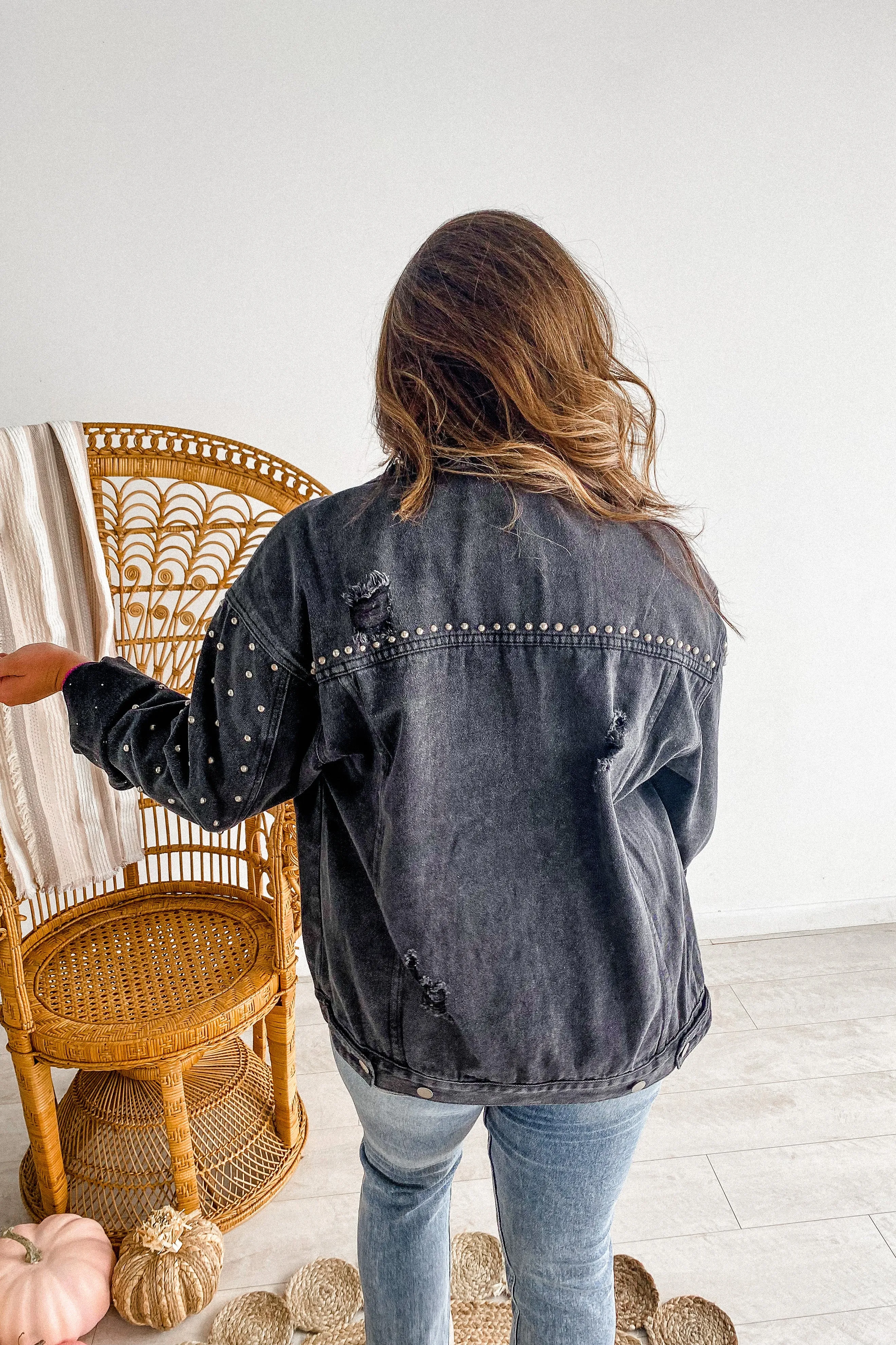 Killin' It Black Studded Denim Jacket