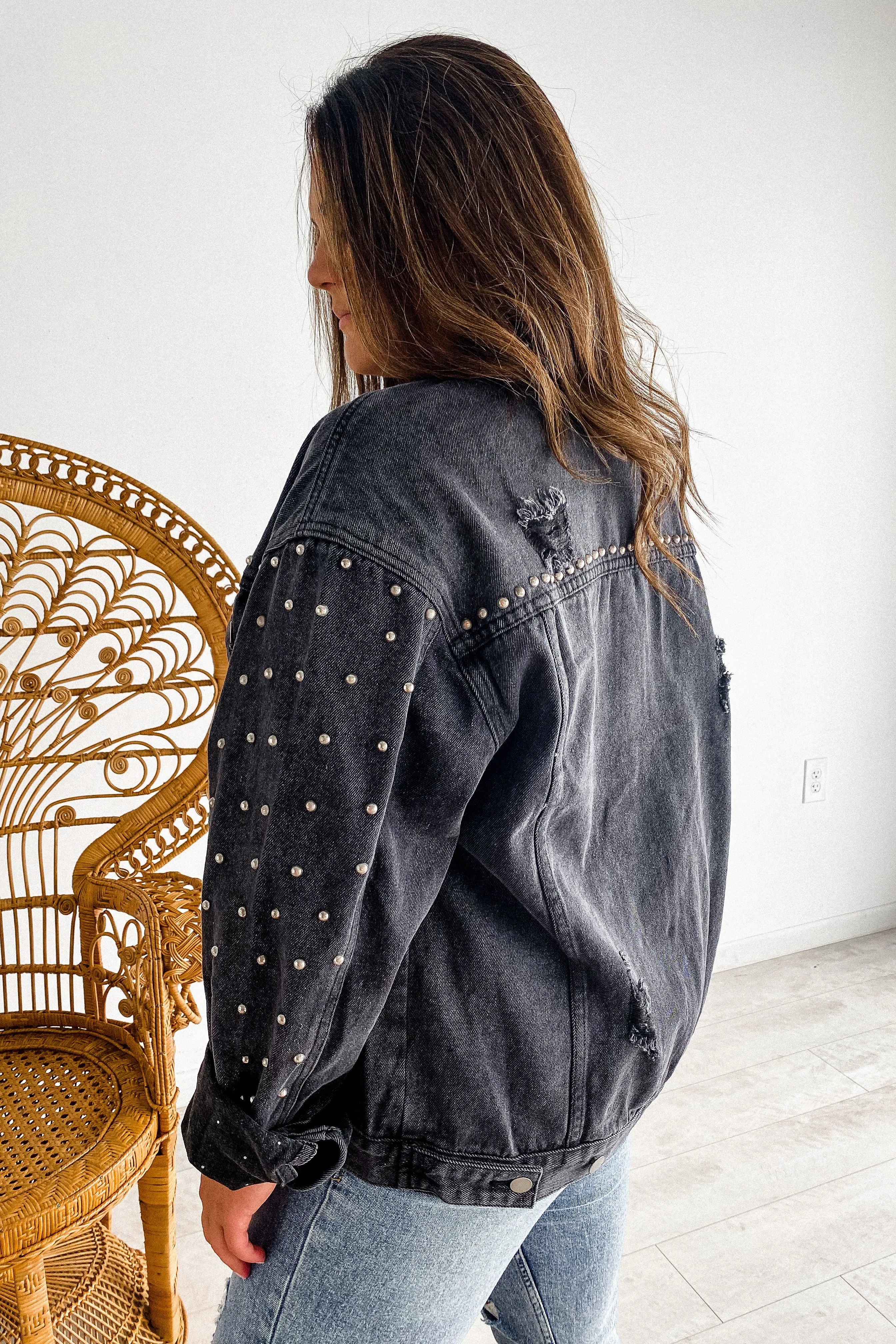 Killin' It Black Studded Denim Jacket