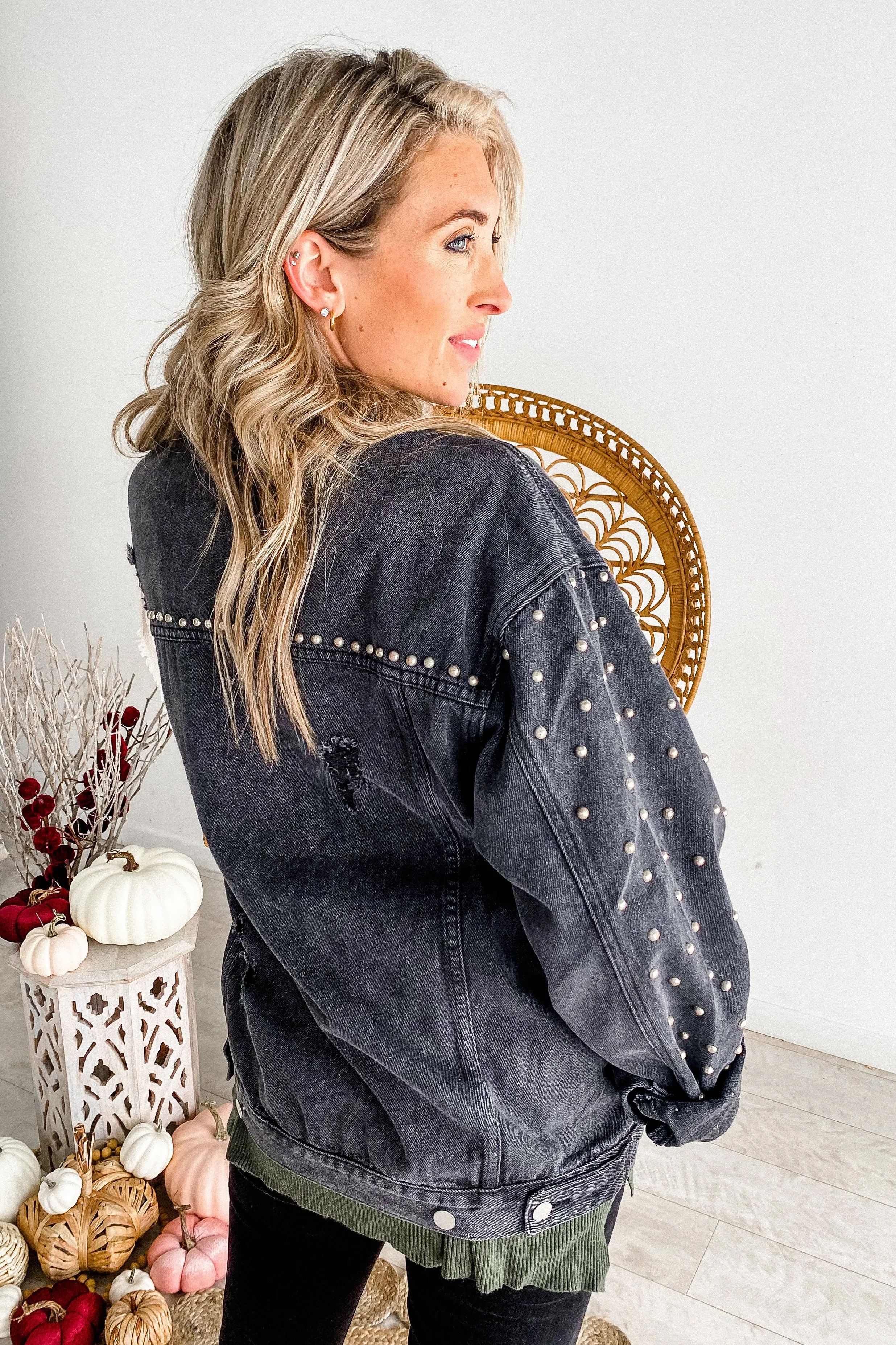 Killin' It Black Studded Denim Jacket
