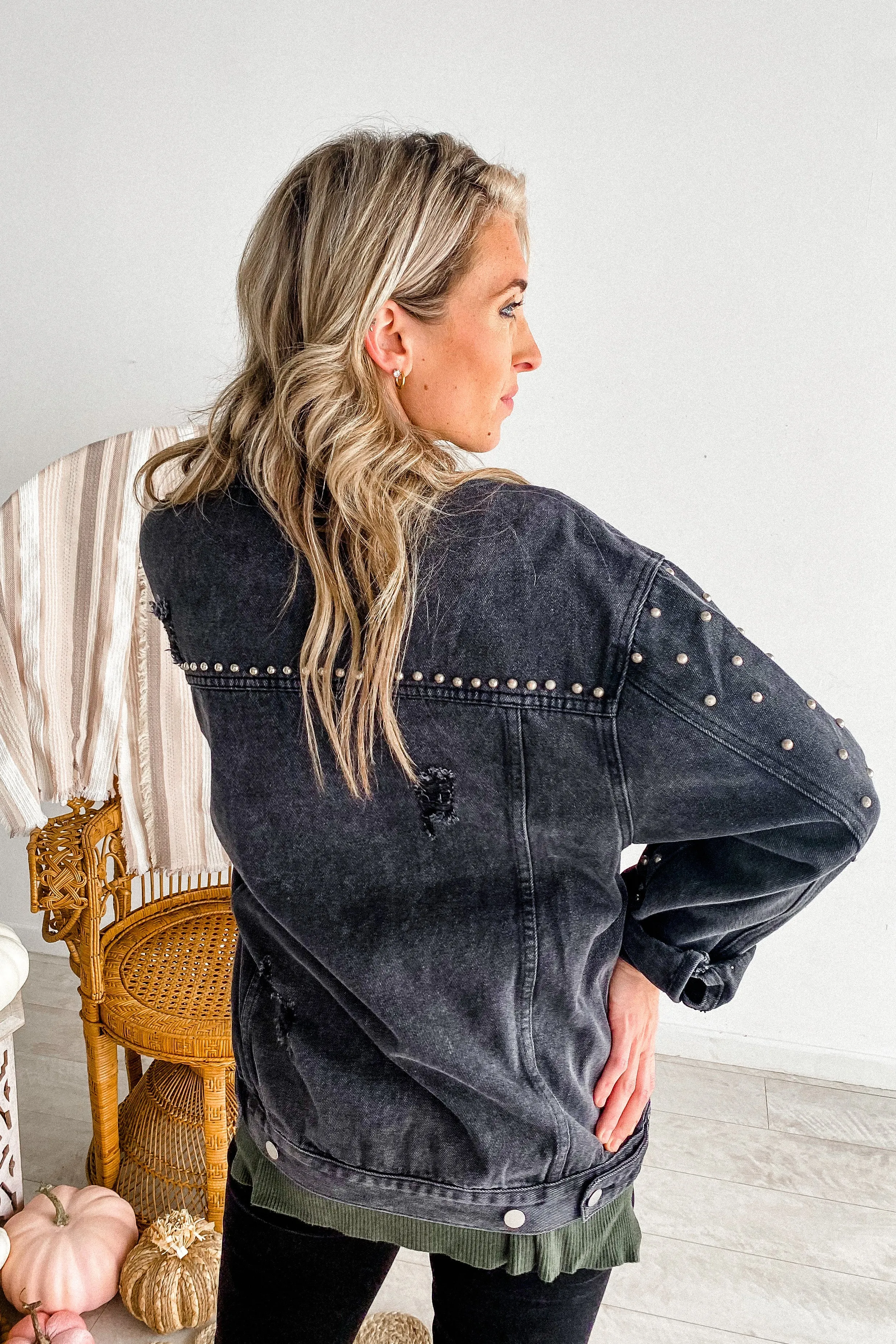 Killin' It Black Studded Denim Jacket