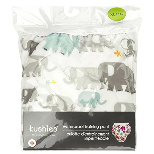 Kushies Baby Waterproof Training Pant 29-33 Pounds White Elephants Medium