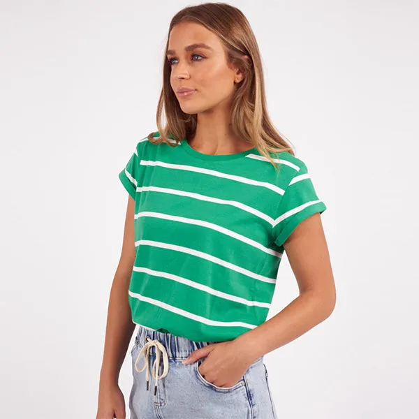 Manly Stripe Tee - Bright Green   White