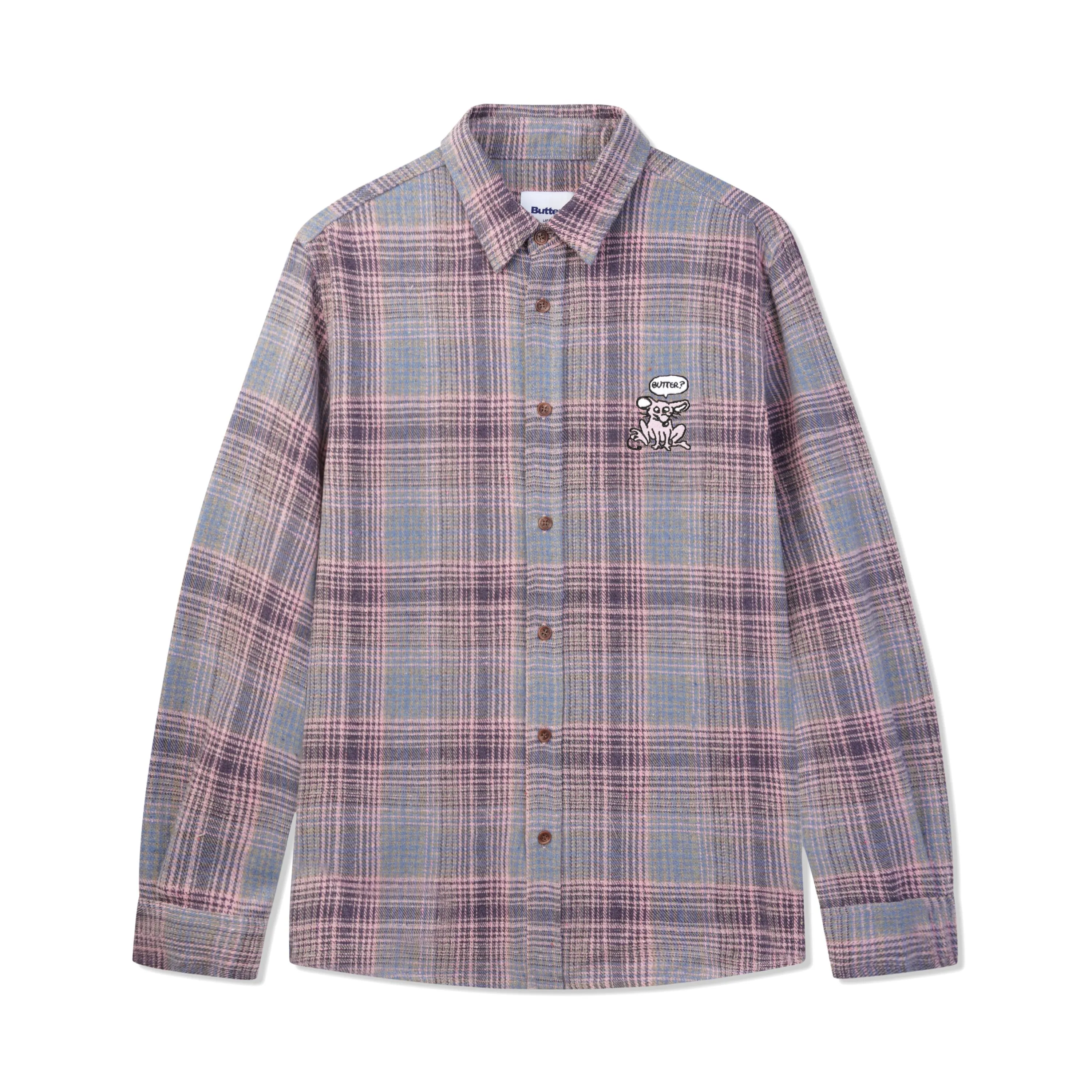Rodent Flannel Shirt, Pink / Grey