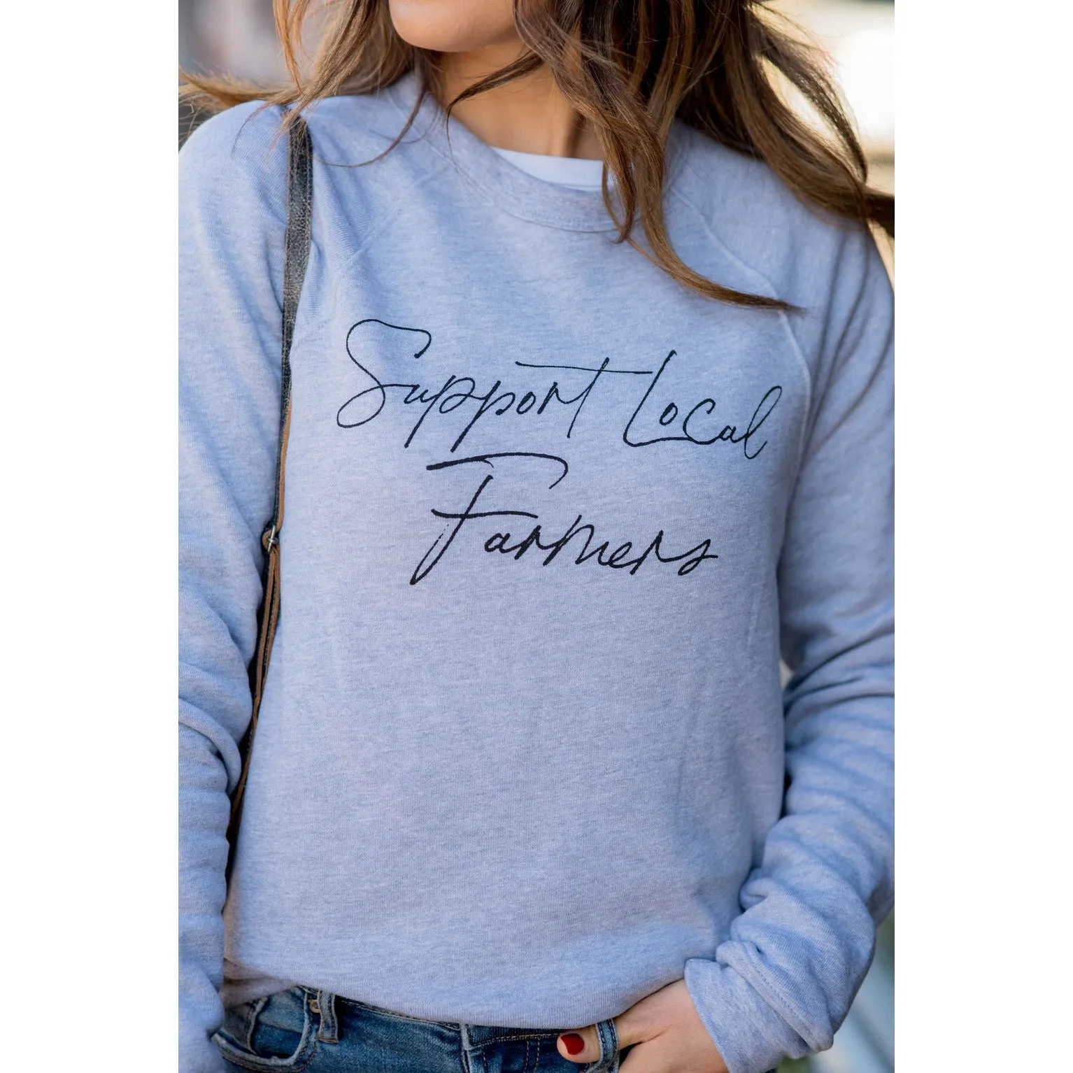 Support Local Farmers Cursive Crew Neck