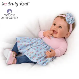The Ashton - Drake Galleries Giggles And Grins Interactive Touch Activated So Truly Real® Lifelike With RealTouch® Vinyl Skin & Hand Rooted Hair Weighted For Realism Baby Doll by Sherry Rawn 18-inches