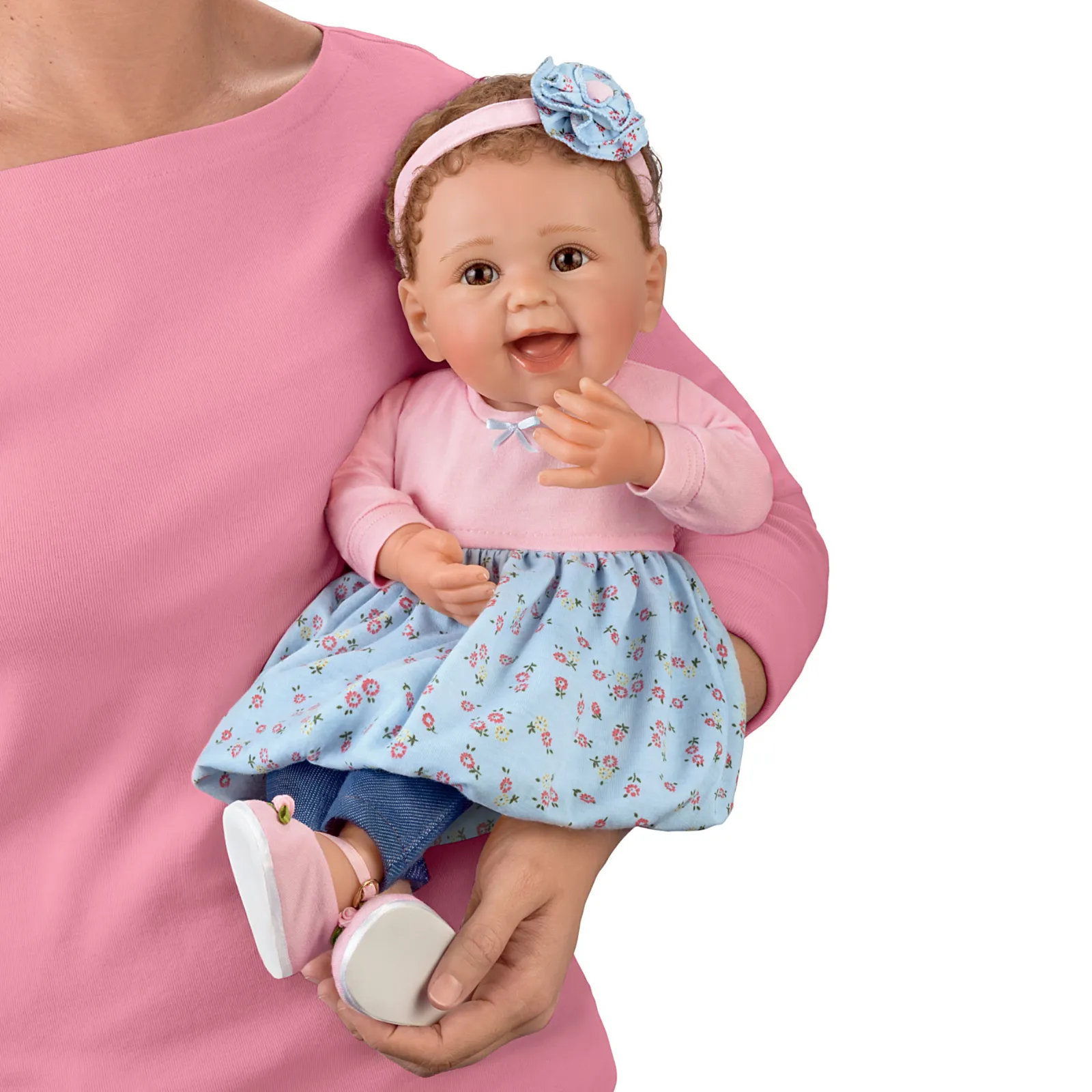 The Ashton - Drake Galleries Giggles And Grins Interactive Touch Activated So Truly Real® Lifelike With RealTouch® Vinyl Skin & Hand Rooted Hair Weighted For Realism Baby Doll by Sherry Rawn 18-inches